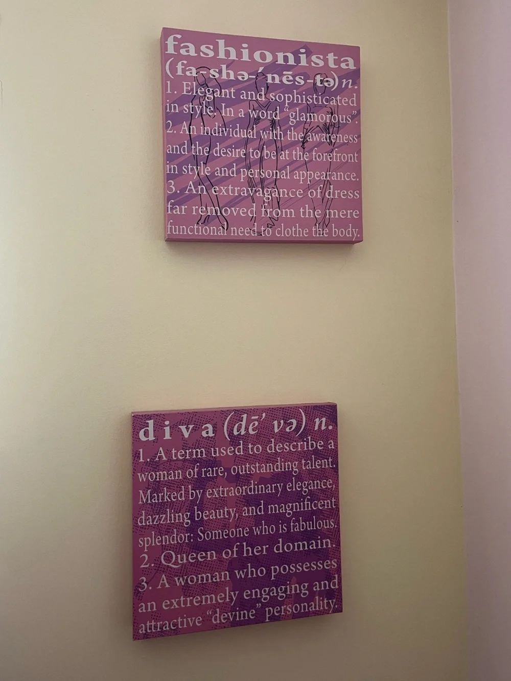 Pink Fashionista & Diva Wall Art Set